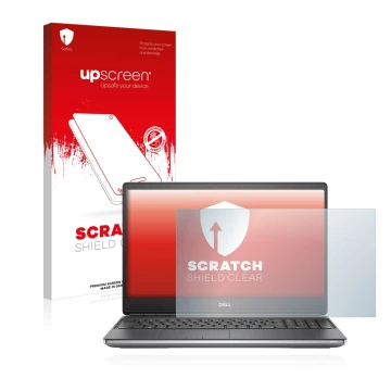 Parte frontale di una confezione del prodotto con il logo del marchio upscreen. Accanto è raffigurato il dispositivo Dell Prec