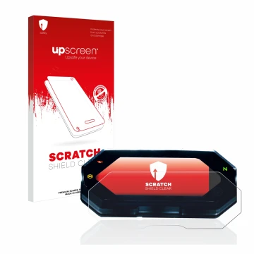 Parte frontale di una confezione del prodotto con il logo del marchio upscreen. Accanto è raffigurato il dispositivo Yamaha MT