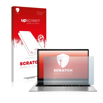 Parte frontale di una confezione del prodotto con il logo del marchio upscreen. Accanto è raffigurato il dispositivo HP EliteB