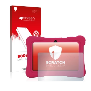 Parte frontale di una confezione del prodotto con il logo del marchio upscreen. Accanto è raffigurato il dispositivo Pritom K7