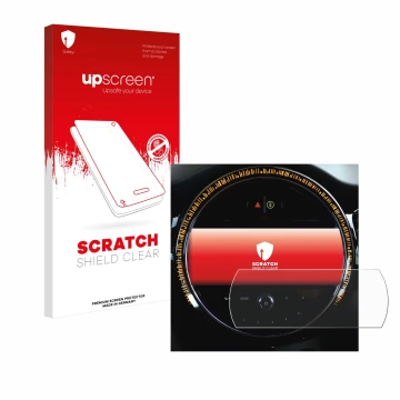 Parte frontale di una confezione del prodotto con il logo del marchio upscreen. Accanto è raffigurato il dispositivo Mini Coop