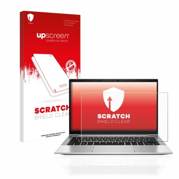 Parte frontale di una confezione del prodotto con il logo del marchio upscreen. Accanto è raffigurato il dispositivo HP EliteB