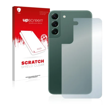Parte frontale di una confezione del prodotto con il logo del marchio upscreen. Accanto è raffigurato il dispositivo Samsung G