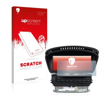 Parte frontale di una confezione del prodotto con il logo del marchio upscreen. Accanto è raffigurato il dispositivo BMW 3 E93