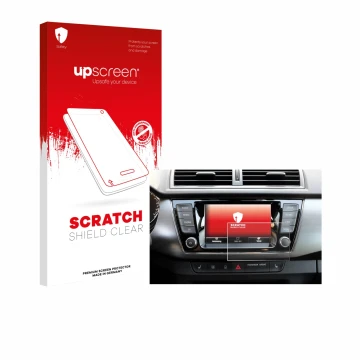 Parte frontale di una confezione del prodotto con il logo del marchio upscreen. Accanto è raffigurato il dispositivo Skoda Fab