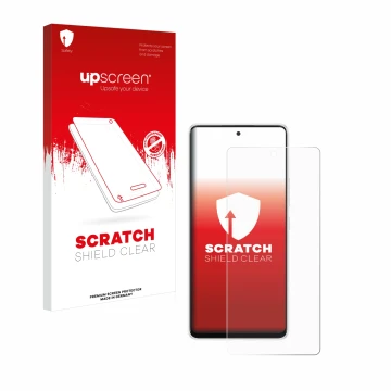 Parte frontale di una confezione del prodotto con il logo del marchio upscreen. Accanto è raffigurato il dispositivo Samsung G