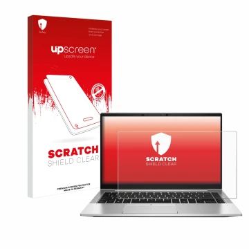 Parte frontale di una confezione del prodotto con il logo del marchio upscreen. Accanto è raffigurato il dispositivo HP EliteB