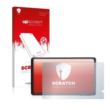 Parte frontale di una confezione del prodotto con il logo del marchio upscreen. Accanto è raffigurato il dispositivo Pritom L8