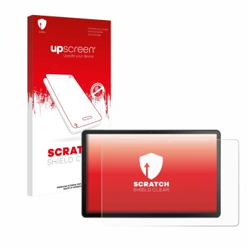 Parte frontale di una confezione del prodotto con il logo del marchio upscreen. Accanto è raffigurato il dispositivo Lenovo Ta