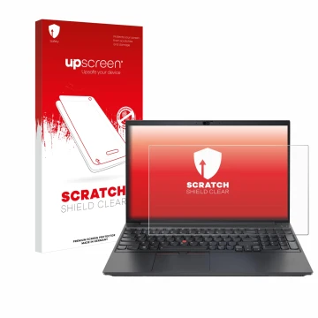 Parte frontale di una confezione del prodotto con il logo del marchio upscreen. Accanto è raffigurato il dispositivo Lenovo Th