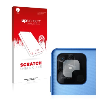 Parte frontale di una confezione del prodotto con il logo del marchio upscreen. Accanto è raffigurato il dispositivo Xiaomi Re