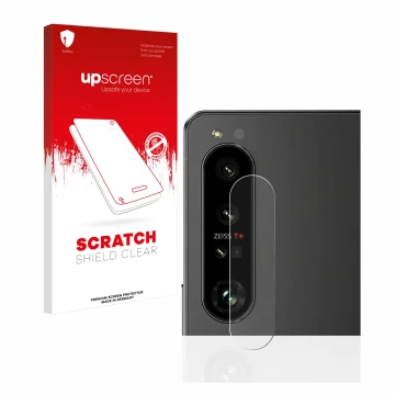 Parte frontale di una confezione del prodotto con il logo del marchio upscreen. Accanto è raffigurato il dispositivo Sony Xper