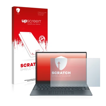 Parte frontale di una confezione del prodotto con il logo del marchio upscreen. Accanto è raffigurato il dispositivo ASUS ZenB