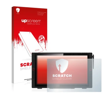 Parte frontale di una confezione del prodotto con il logo del marchio upscreen. Accanto è raffigurato il dispositivo XP-Pen Ar