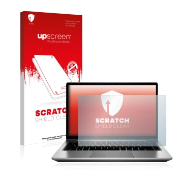 Parte frontale di una confezione del prodotto con il logo del marchio upscreen. Accanto è raffigurato il dispositivo HP ProBoo