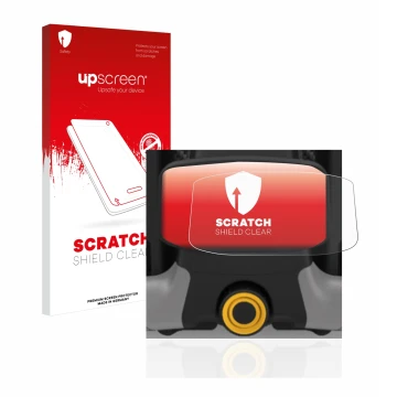 Parte frontale di una confezione del prodotto con il logo del marchio upscreen. Accanto è raffigurato il dispositivo PowaKaddy