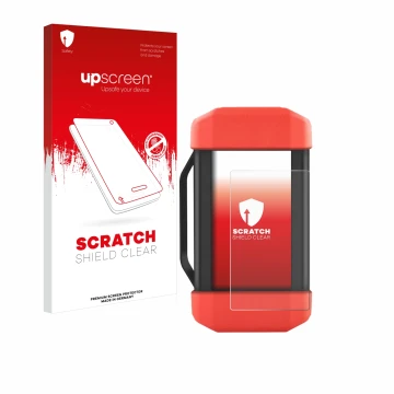 Parte frontale di una confezione del prodotto con il logo del marchio upscreen. Accanto è raffigurato il dispositivo Launch SR