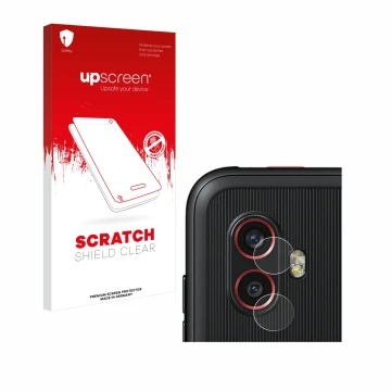 Parte frontale di una confezione del prodotto con il logo del marchio upscreen. Accanto è raffigurato il dispositivo Samsung G