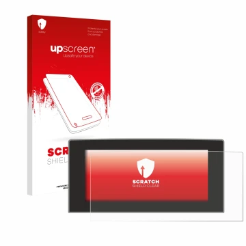 Parte frontale di una confezione del prodotto con il logo del marchio upscreen. Accanto è raffigurato il dispositivo Ford Focu