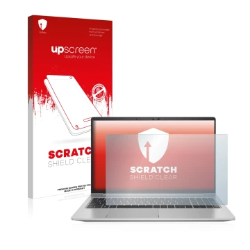 Parte frontale di una confezione del prodotto con il logo del marchio upscreen. Accanto è raffigurato il dispositivo HP ProBoo