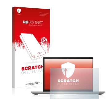 Parte frontale di una confezione del prodotto con il logo del marchio upscreen. Accanto è raffigurato il dispositivo Lenovo Th
