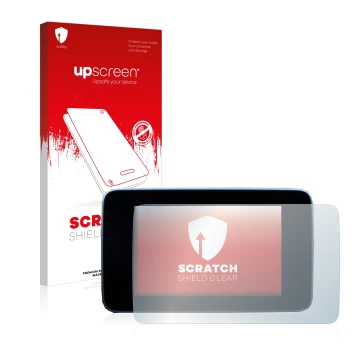 Parte frontale di una confezione del prodotto con il logo del marchio upscreen. Accanto è raffigurato il dispositivo Mercedes-