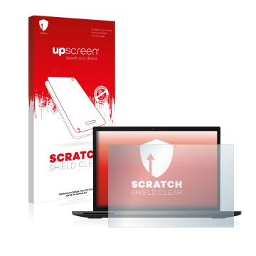 Parte frontale di una confezione del prodotto con il logo del marchio upscreen. Accanto è raffigurato il dispositivo Lenovo Th