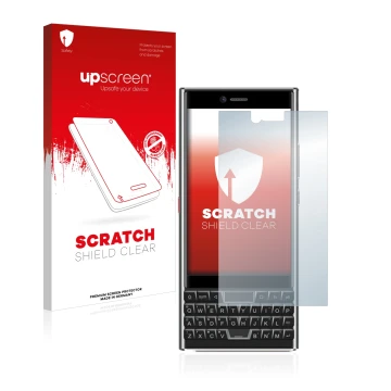 Parte frontale di una confezione del prodotto con il logo del marchio upscreen. Accanto è raffigurato il dispositivo Unihertz 