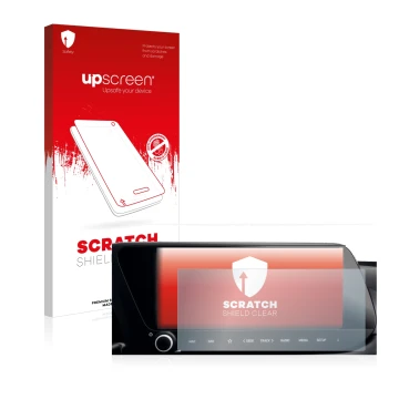Parte frontale di una confezione del prodotto con il logo del marchio upscreen. Accanto è raffigurato il dispositivo Hyundai i