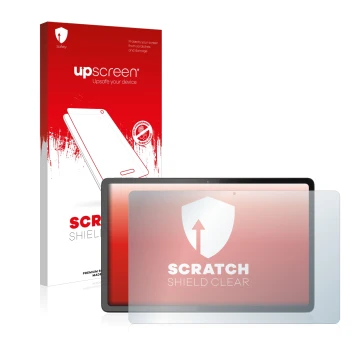 Parte frontale di una confezione del prodotto con il logo del marchio upscreen. Accanto è raffigurato il dispositivo Lenovo Ta