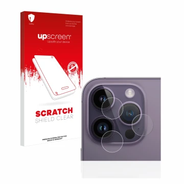 Parte frontale di una confezione del prodotto con il logo del marchio upscreen. Accanto è raffigurato il dispositivo Apple iPh