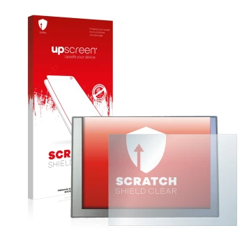 Parte frontale di una confezione del prodotto con il logo del marchio upscreen. Accanto è raffigurato il dispositivo Siemens T