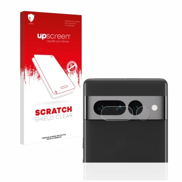 Parte frontale di una confezione del prodotto con il logo del marchio upscreen. Accanto è raffigurato il dispositivo Google Pi