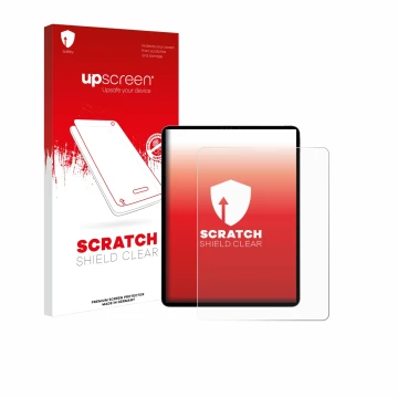 Parte frontale di una confezione del prodotto con il logo del marchio upscreen. Accanto è raffigurato il dispositivo Apple iPa