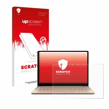 Parte frontale di una confezione del prodotto con il logo del marchio upscreen. Accanto è raffigurato il dispositivo Microsoft