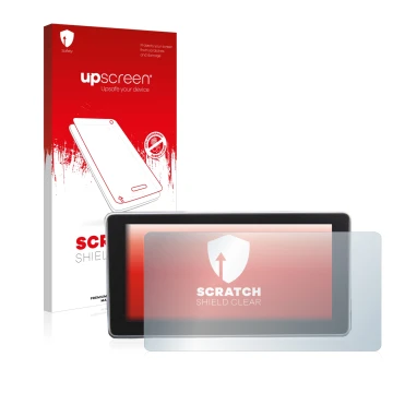 Parte frontale di una confezione del prodotto con il logo del marchio upscreen. Accanto è raffigurato il dispositivo Audi A4 B