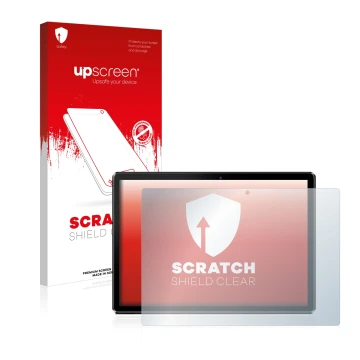 Parte frontale di una confezione del prodotto con il logo del marchio upscreen. Accanto è raffigurato il dispositivo Pritom M1