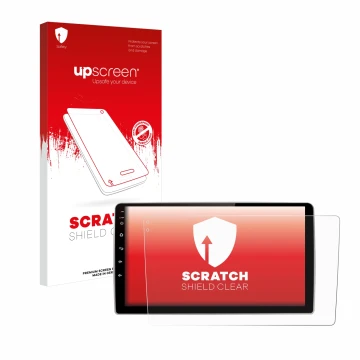 Parte frontale di una confezione del prodotto con il logo del marchio upscreen. Accanto è raffigurato il dispositivo Junsun V1