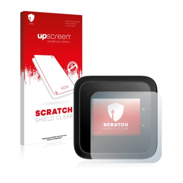 Parte frontale di una confezione del prodotto con il logo del marchio upscreen. Accanto è raffigurato il dispositivo Netgear N