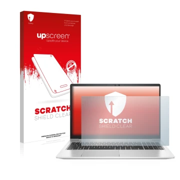 Parte frontale di una confezione del prodotto con il logo del marchio upscreen. Accanto è raffigurato il dispositivo HP EliteB