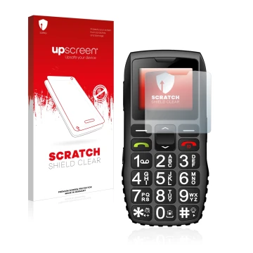 Parte frontale di una confezione del prodotto con il logo del marchio upscreen. Accanto è raffigurato il dispositivo artfone C