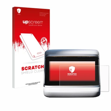 Parte frontale di una confezione del prodotto con il logo del marchio upscreen. Accanto è raffigurato il dispositivo Tesla Mod