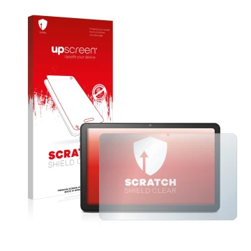 Parte frontale di una confezione del prodotto con il logo del marchio upscreen. Accanto è raffigurato il dispositivo Doro Tabl