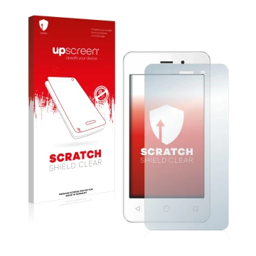 Parte frontale di una confezione del prodotto con il logo del marchio upscreen. Accanto è raffigurato il dispositivo NUU Mobil