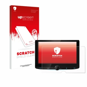 Parte frontale di una confezione del prodotto con il logo del marchio upscreen. Accanto è raffigurato il dispositivo Kenwood D