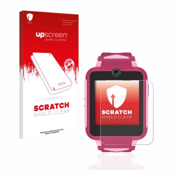 Parte frontale di una confezione del prodotto con il logo del marchio upscreen. Accanto è raffigurato il dispositivo TCL Movet