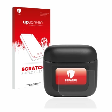 Parte frontale di una confezione del prodotto con il logo del marchio upscreen. Accanto è raffigurato il dispositivo JBL Tour 