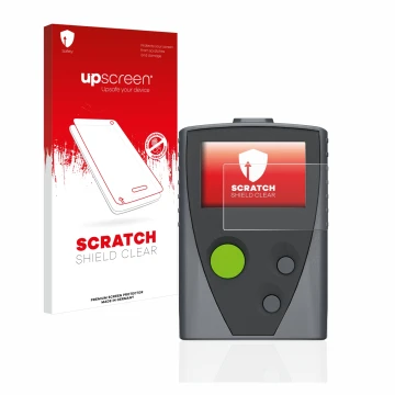 Parte frontale di una confezione del prodotto con il logo del marchio upscreen. Accanto è raffigurato il dispositivo Swissphon