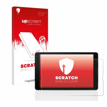 Parte frontale di una confezione del prodotto con il logo del marchio upscreen. Accanto è raffigurato il dispositivo MEDION Ta