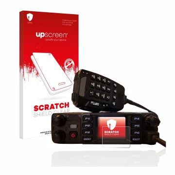 Parte frontale di una confezione del prodotto con il logo del marchio upscreen. Accanto è raffigurato il dispositivo AnyTone A